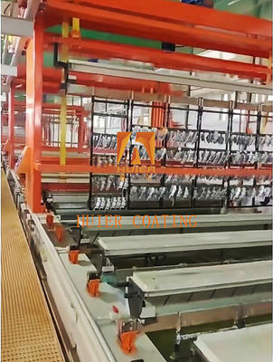 Linha de produção de galvanização controlada por PLC com modo intermitente e características de segurança